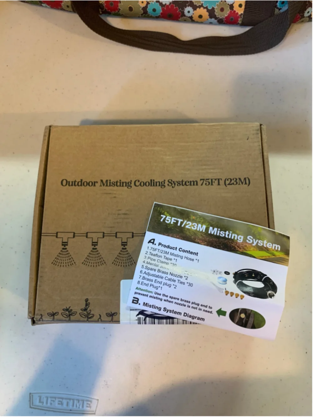 Outdoor Misting Cooling System 75FT One Size Black Gold